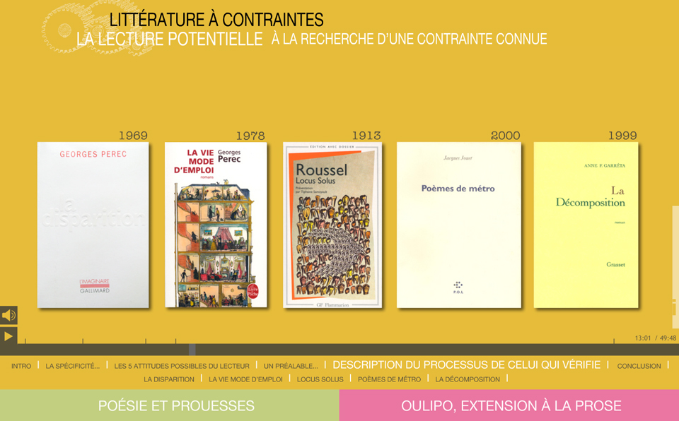 Image écran du module la lecture potentielle