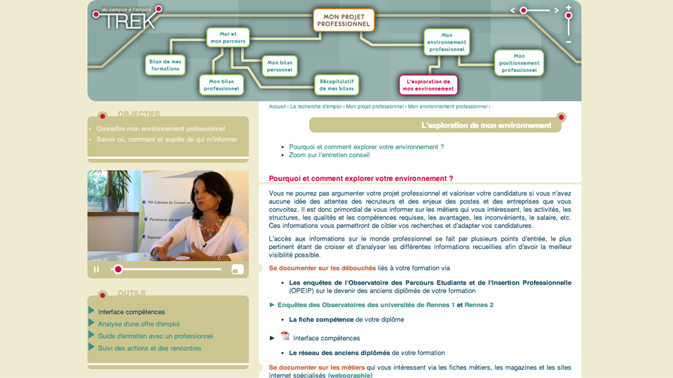Impression écran du site TREK - du campus à l'emploi