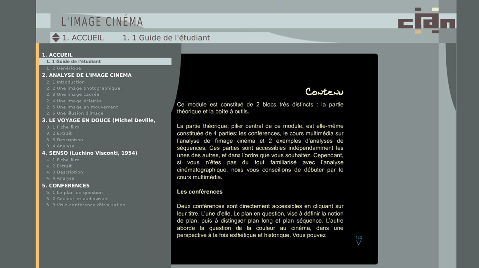 copie d'écran du module Image cinéma